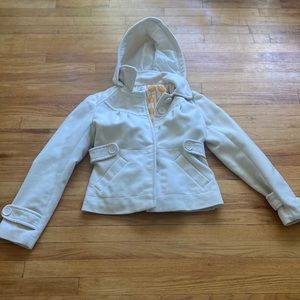 Anthropologie Tulle Hooded Cream Jacket